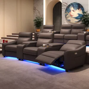 Modern Luxury Genuine Leather Home Theater Sofa Cinema Chair for Living Room Type Theater Furniture