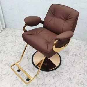 Modern Luxury Gold Barber Chair with Adjustable Height Foldable Reclining Design Customizable Color and Logo