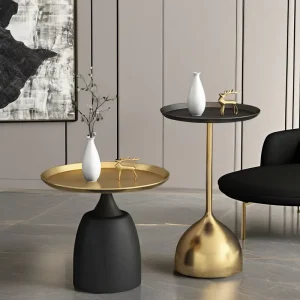 Modern Luxury Gold Blue Black End Table with Elegant Metal Side Design for Bedroom Living Room Coffee Tables for Home Use