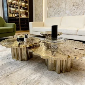 Modern Luxury Gold Coffee Table Stainless Steel Center Furniture for Living Room Villa Hotel Home Decor