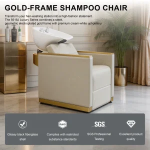 Modern Luxury Gold Durable Shampoo Chair Professional Salon Backwash Unit White Ceramic Bowl Hairdressing Workshop Furniture