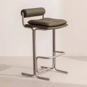 Modern Luxury Gold Metal Bar Stool High Chair Fabric Furniture for Dining Outdoor Living Room Villa for Hotels
