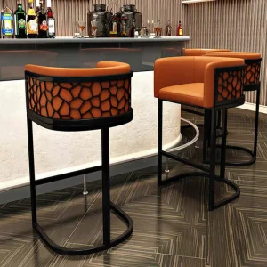 Modern Luxury Gold Metal Bar Stool Honeycomb Design High Chair for Dining Outdoor Living Room Hotel or Hall Use
