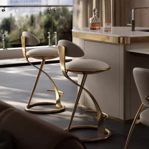 Modern Luxury Gold Stainless Steel High Bar Stools Commercial for Kitchen Coffee Shop Bistro Accent Chairs for Bar Bistro