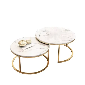 Modern Luxury Golden Nordic Glass Marble Finish Convertible Coffee Table for Living Room Dining Home Office