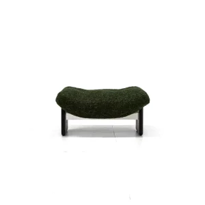 Modern Luxury Green Boucle Ottoman Solid Wood Base Footstool Matching Lounge Chair Accessory Comfy Foot Rest for Living Room