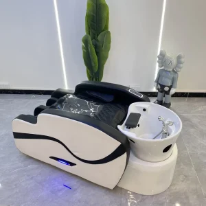 Modern Luxury Hair Salon Furniture White Wash Chair Massage Shampoo Bowl Chair Water Massage Bed Shampoo Bed Delux