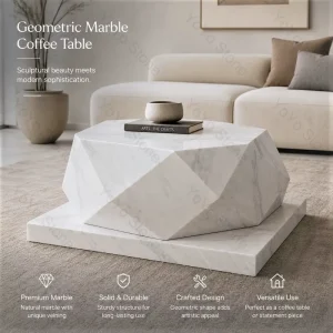 Modern Luxury Hand Carved Volakas White Marble Cube Coffee Table Base for Living Villa