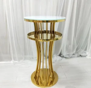 Modern Luxury High Bar Table Glass Top New Style Metal Furniture for Home Outdoor Wedding Lounge Dining Restaurant Party Hotel