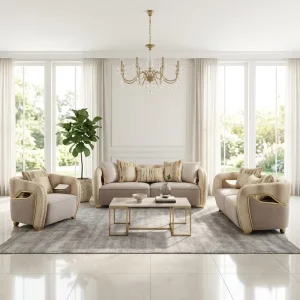 Modern Luxury Home Hotel Lobby Office Furniture Genuine Leather Sectional Sofa Sets with Sponge Filling