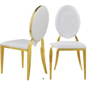 Modern Luxury Hotel Chairs Leather Gold Golden Oval Stainless Steel Chairs Wedding Hotel Restaurant Chairs