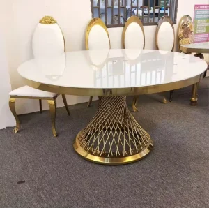 Modern Luxury Hotel Furniture Banquet Event Round Stainless Steel Wedding Dining Tables