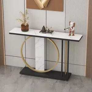 Modern Luxury Hotel Hallway Console Table with Marble Top Gold Metal Frame for Living Room Home Furniture