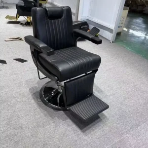 Modern Luxury Hydraulic Synthetic Leather Vintage European Barber Salon Chair Height Adjustable 360 Degree Swivel Black
