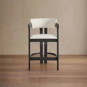 Modern Luxury Indoor Counter Chair in Black Finish Wood Frame Stool for Kitchen Dining and Home Bar Use