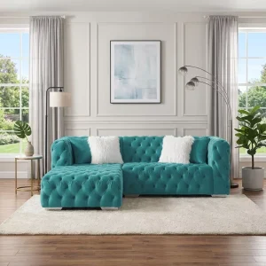 Modern Luxury L Shape Corner Velvet Tufted Power Recliner Sofa Set for Villa Home Furniture