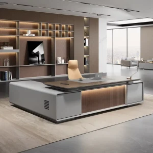 Modern Luxury L-Shape Executive President Office Desk 2.6m Big Size Multifunctional Convertible Design MDF