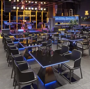 Modern Luxury LED Glow Bar Furniture Set Commercial Lighted Tables and Chairs for KTV Nightclub and Lounge
