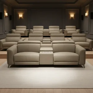 Modern Luxury Leather Electric Power Wooden Frame 2 Seater Home Cinema Theater Sofa Recliner with Cup Holders