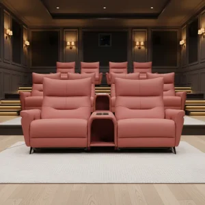 Modern Luxury Leather Electric Power Wooden Frame Home Theater Recliner Sofa with Cup Holders and Storage for Theater