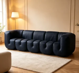 Modern Luxury Leather Sofa Set U Shaped Wood Frame Sponge Filled Revolving Living Room Furniture DS 707