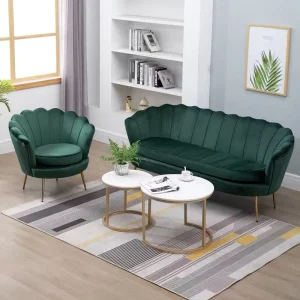 Modern Luxury Leisure Sofa with Gold Stainless Steel Legs Velvet Fabric for Living Room Outdoor Warehouse Use