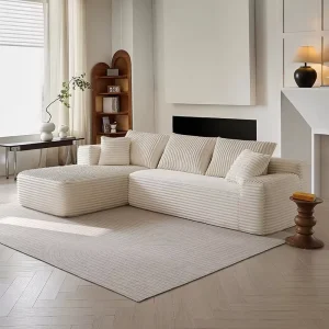 Modern Luxury Living Room Sofa Set Furniture L Shape 2 3 Seater Corduroy Compression Foam Sectional Corner Comfortable Designs