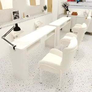 Modern Luxury Manicure Table Chair Set Iron Frame Marble Top Durable Eco Friendly Commercial Salon Furniture