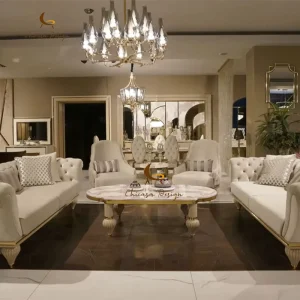 Modern Luxury Marble Top Coffee Table Gold Metal Crystal Legs Simple Living Room Furniture for Hotels Villas Panel Wood Style