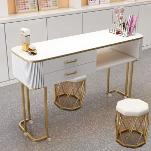 Modern Luxury Nail Artist Manicure Table Nail Salon Furniture Wooden Storage Aluminum Material Easy Clean Durable