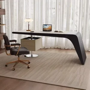 Modern Luxury Office Desk Fashion Design Baked Lacquer Finish Built in Coil Computer Desk
