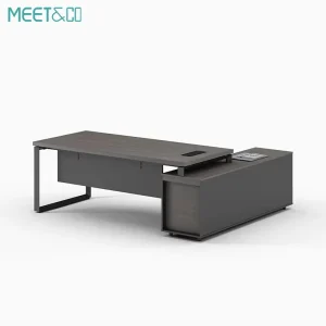 Modern Luxury Office Furniture Convertible Executive Desk with Wooden Top and Metal Leg for Managers
