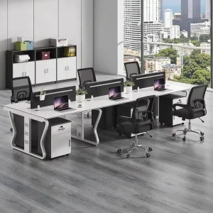 Modern Luxury Office Furniture Ergonomic Wooden Metal Steel 2 6 Person Office Computer Cubical Workstation Table Designed for