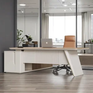 Modern Luxury Office Furniture Wooden Modular President Desk with Lacquer Panel for Boss or Office Building Use