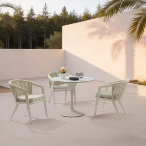 Modern Luxury Outdoor Rope Woven Bar Stool Aluminum Frame Patio High Chair for Garden Bar Hotel Project