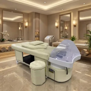 Modern Luxury Portable Stainless Steel Automatic Beauty Salon Spa Furniture Thai Massage Bed Shampoo Chair with Ceramic Basin