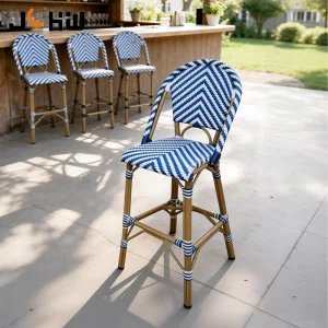 Modern Luxury Rattan Bar Stool Chair High Bar Chair for Home Bar Bistro Cafe Restaurant Garden Chair for Banquet Dining Room