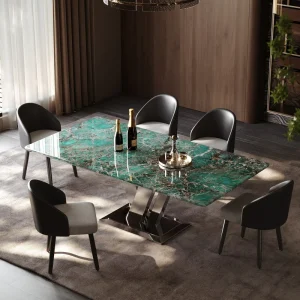 Modern Luxury Rectangle Dining Table Set High End Grey Marble with 6 8 Chairs for Home Kitchen or Restaurant Use