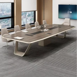 Modern Luxury Rectangular Wooden Conference Table Set Steel Meeting Chairs Office Furniture Wooden Conference Room