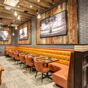 Modern Luxury Restaurant Booth Seating Tufted Leather Booth Sofa Set Commercial Dining Table and Chairs for Cafe Bar Pub