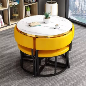Modern Luxury Restaurant Dining Set 1 Table 4 Chairs Metal Durable Commercial Use