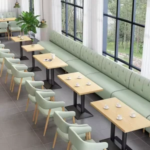 Modern Luxury Restaurant Furniture Set Durable Metal Coffee Table Chair Outdoor Dining School Dessert Shop Bar Square PU Cafe