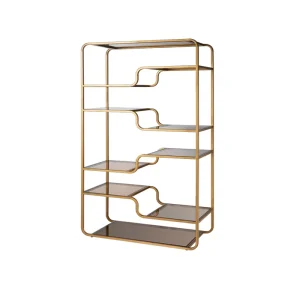 Modern Luxury Rose Gold Glass Book Shelf Stainless Steel Bookcase