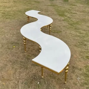 Modern Luxury S Shape Chrome Curved Serpentine Wave Tables for Wedding Event Banquet