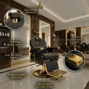 Modern Luxury Salon Furniture PU Leather Recliner Durable All Purpose Barber Hairdressing Chair for Men