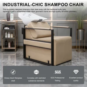 Modern Luxury Shampoo Chair Salon Backwash Unit with White Ceramic Bowl Professional Hairdressing Furniture Factory Direct Sale