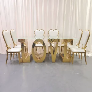 Modern Luxury Shiny Gold LOVE Letter Table Stainless Steel Wedding Table Event Party Table