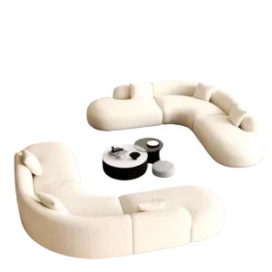 Modern Luxury Sofa Set Teddy Velvet Fabric Furniture Curved Couch for Villa House & Warehouse Use for Living Room & Hotel Space