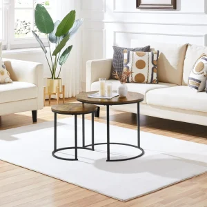 Modern Luxury Solid Wood Coffee Table with Metal Frame Round and Square Design for Living Room Multifunctional