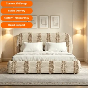 Modern Luxury Solid Wood King Platform Bed Set for Villa Apartment Hotel Resort Bedrooms with Mid century Design